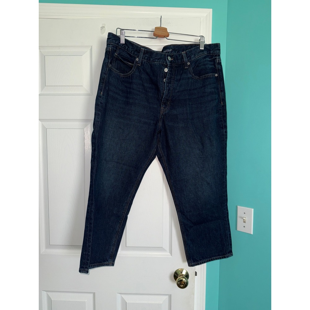 Old Navy Womens High Rise Slouchy Straight Jeans Dark Wash Secret Slim Pocket 16